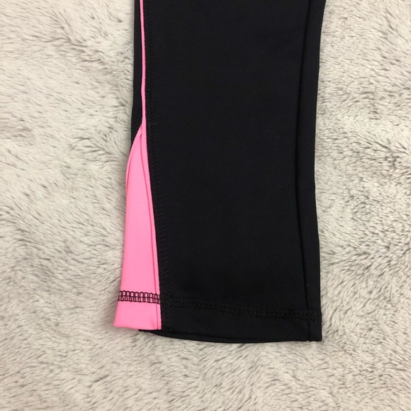 Black with Neon Pink Active Yoga Leggings - Picture 6 of 8